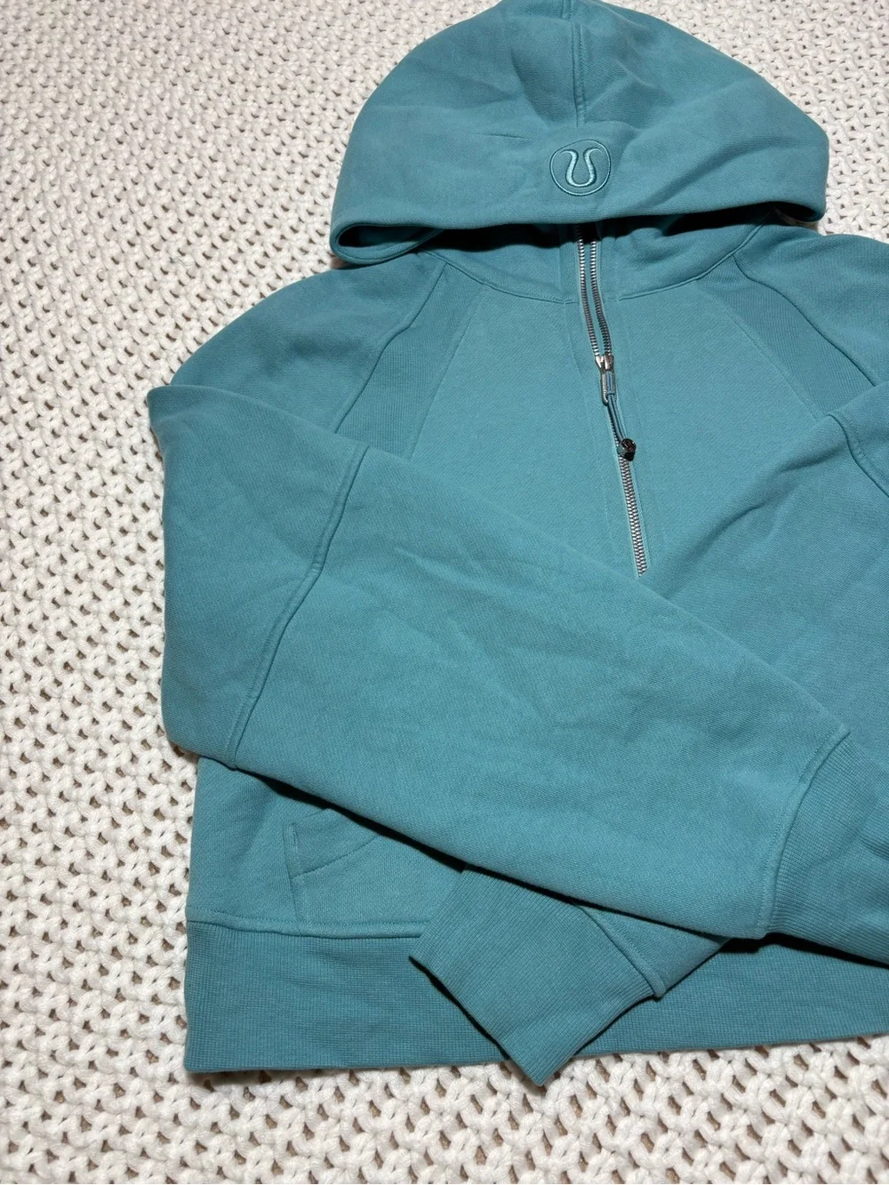 lululemon tidal teal scuba oversized half zip hoodie size xs/s